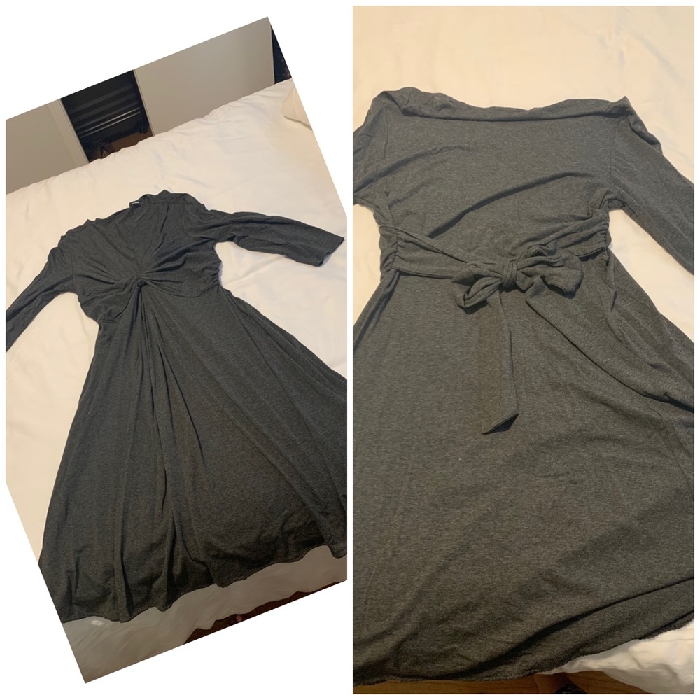 Gray stretch 3/4 sleeve dress